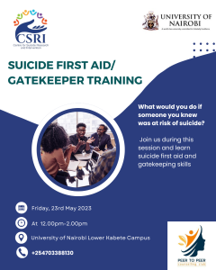 Suicide first aid/Gatekeeper Training