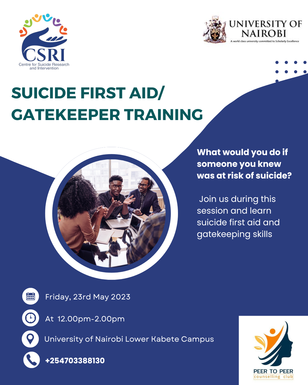Suicide first aid/Gatekeeper Training